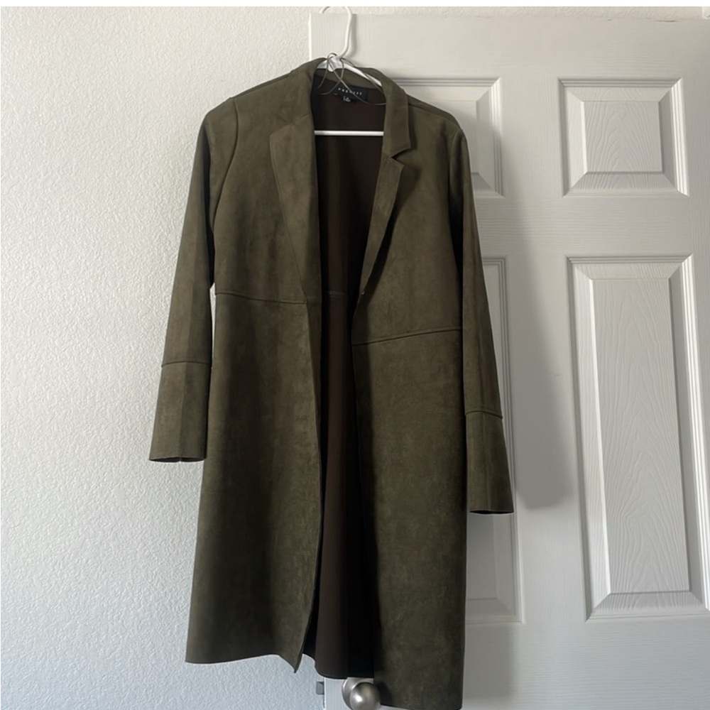 Olive green suede over coat